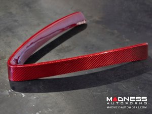 Alfa Romeo Stelvio Front V Shield Grill Frame + Emblem Frame Kit - Carbon Fiber - QV Model - Red Candy